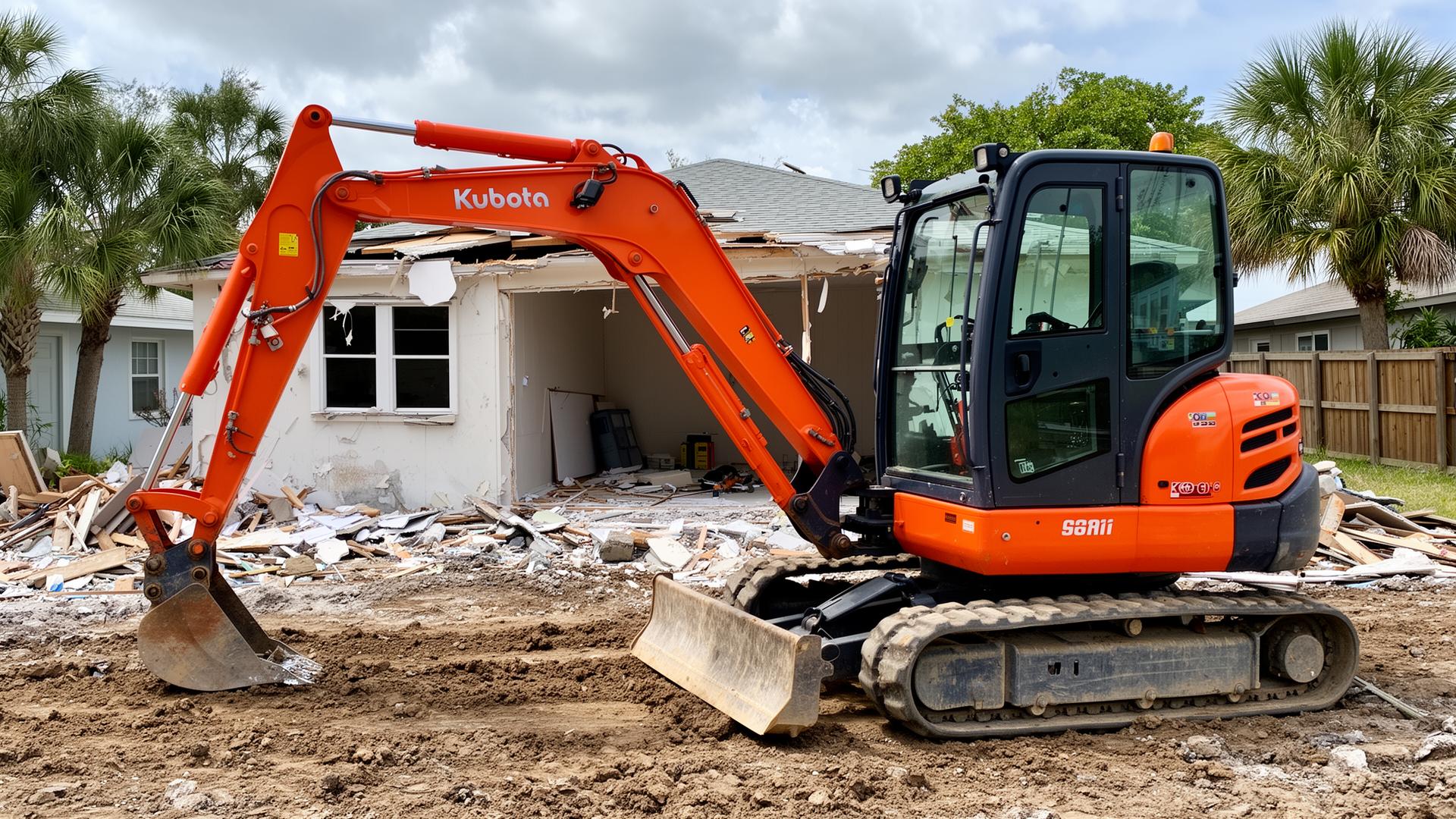 T & T Demo Kubota excavator on a job site